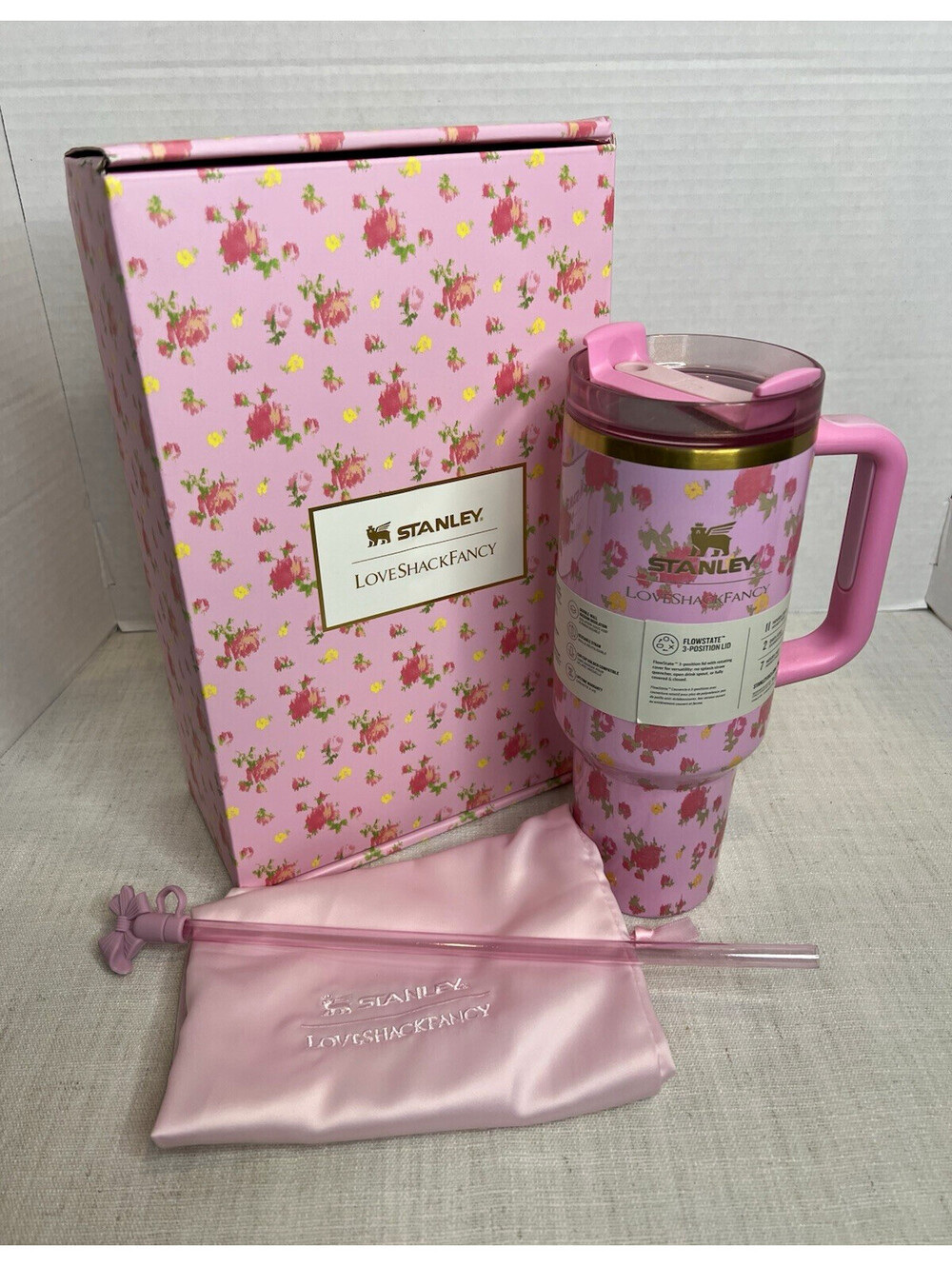 Stanley x LoveShackFancy Quencher H2.0 Floral Pink Tumbler 40oz